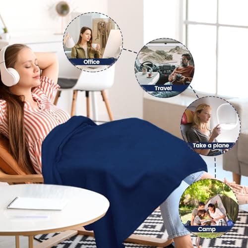 Caffney 2 in 1 Travel Blanket and Pillow, Soft Warm Flannel Airplane Blanket with Storage Bag & Backpack Clip, Compact Foldable Blanket for Long Flights, Train, Car, Office, Camping (Tibetan green) — view 6