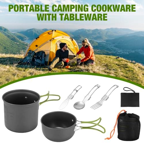 Camping Cookware Set with Camping Pots Pans and Bowls Set for 1-2 People — view 2