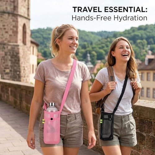 KSVFTB 2Pcs Water Bottle Carrier with Shoulder Strap, Holder for Outdoor Hiking and Gym Workouts, Adjustable Water Bottle Bag with Strap for Family Sports Activities — view 6