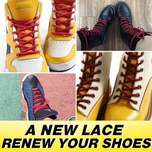 VSUDO 140 cm Round Dark Red Boot Laces, Red Trainer Laces, 1 Pair — view 6