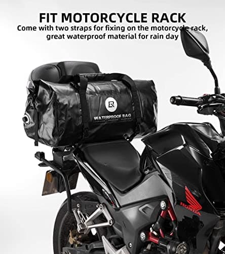 ROCKBROS Multifunctional Motorcycle Saddle Bag 100% Waterproof Travel Bag Tail Bag Luggage Roll with Shoulder Straps Saddlebags Black 40L — view 4