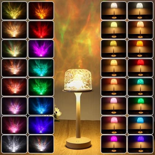 vsshe Ocean Wave Cordless Projector Light, Rechargeable LED Aurora Projector with Remote Control, 6 Colors Luminorthe Cube Dimmable Touch Desk Lamp for Bedroom Living Room Game Party Atmosphere Lights — view 4