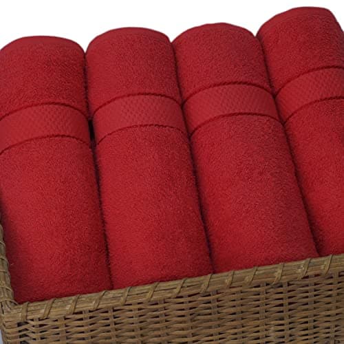 Casabella Pack of 2 Large Jumbo Bath Sheets 100% Egyptian Combed Cotton Big Beautiful Towels_Red_2pcs — view 3