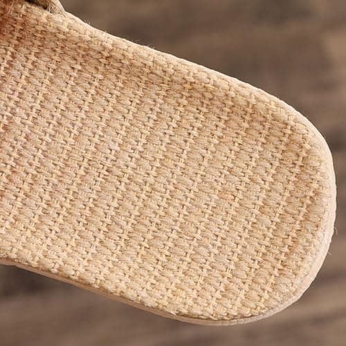 Women'S Linen Woven Sliders, Summer Wide Fit Open Toe Slippers Flats Slip-Resistant Flax Slides Sandals Slip On House Bamboo Shoes Lightweight Classic Indoor Footwear Casual Comfort Sandal For Shower — view 2