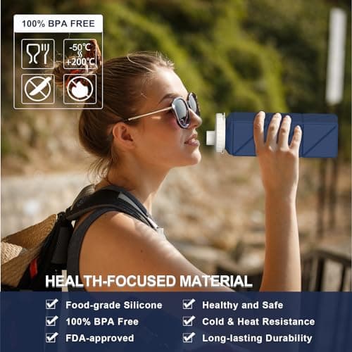 BEAUTAIL Collapsible Water Bottle 610 mL, Silicone Travel Water Bottle — view 2