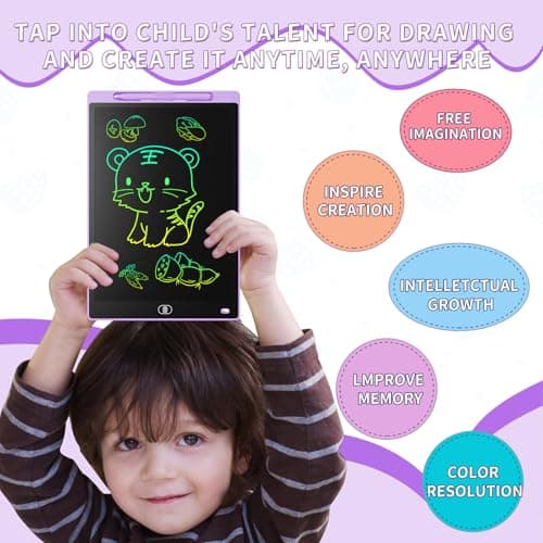 Genialba 10 inch LCD Writing Tablet Colorful Screen Drawing Board Toddler Toys Learning Educational Toys Gifts for Birthday for 2 3 4 5 6 Year Old Boys Girls (Purple) — view 6
