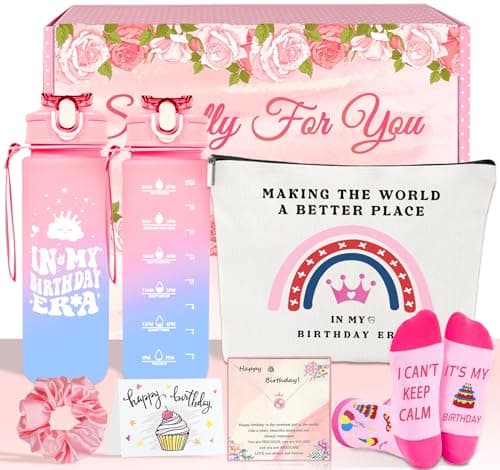 Birthday Gifts For Girls Pink Sports Water Bottle Gift Set 6pcs