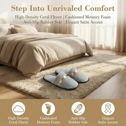 Plumaire 4 Pairs Towelling Hotel Slippers, Hotel Spa Slippers Closed Toe, Non-Disposable Deluxe Closed Toe Slipper For We Have Guests，Parties, Swimming Pools, And Travel Use Grey And Off-white — view 4