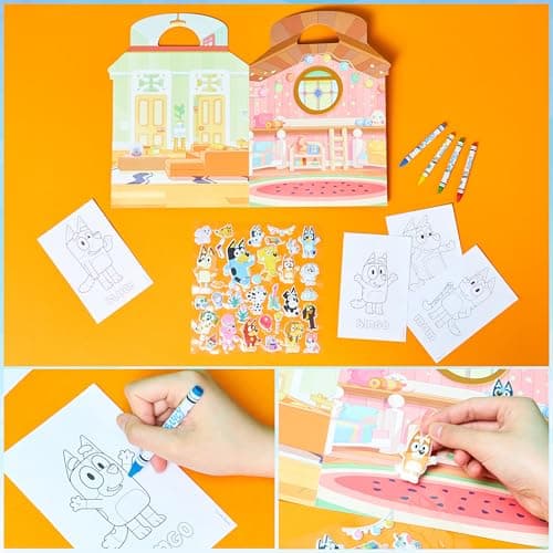 Bluey Stickers Activity Set with Crayons, Colouring Sheets, Foldable Fun Scenes, Kids Activity Packs for Travel, Colouring Set, Gifts for Kids — view 5