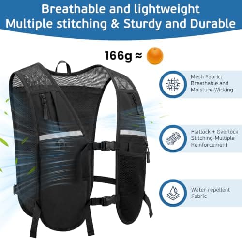 TSINGSA Hydration Backpack, Running Vest with 500ml Water Bottle — view 2