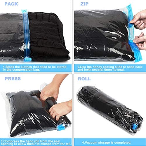 Compression Bags - Travel Accessories - 10 Pack Space Saver Bags - No Vacuum or Pump Needed - Vacuum Storage Bags for Travel Essentials - Home Packing-Organizers (Blue) — view 2
