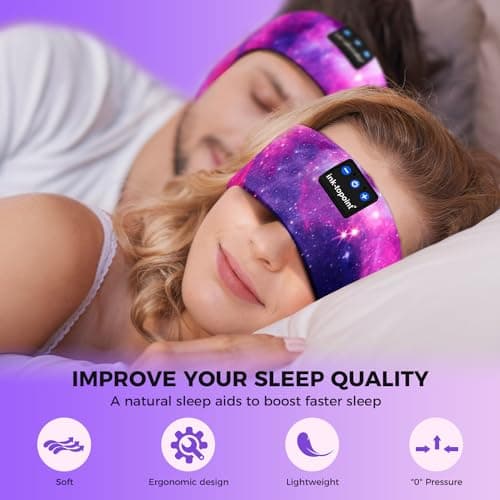 ink-topoint Sleep Headphones, Comfortable Headband Headphones for Side Sleepers - Bluetooth 5.4 Wireless Headphone with Ultra Thin Speakers for Sleeping,Sport,Travel | Eye Mask Design for Deep Sleep — view 2