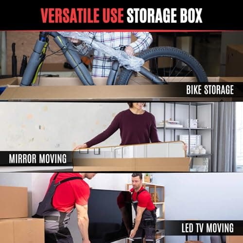 Large Double-Walled Bicycle Carboard Box | Strong Flat-Pack Packaging Box for Moving House | Artwork & Guitar Shipping Box with 2 Handles | Cardboard Bike Carton for Air Travel | Pack of 3 XXL — view 6