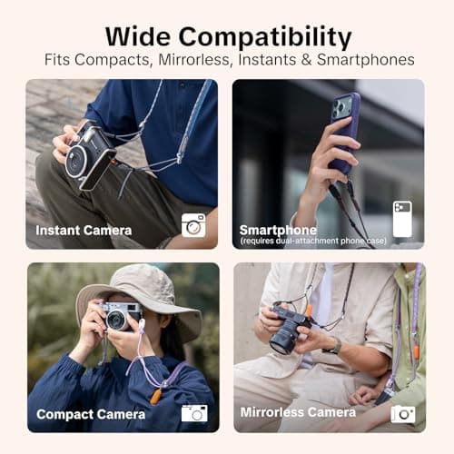 PGYTECH Camera Strap Slim Adjustable Quick Release Shoulder Strap 820-1360mm Lightweight Mixed Colour Neck Strap for Mirrorless/Compact/Instax/Digital Cameras, Trendy Style, Twilight Black — view 5