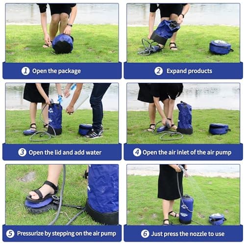 Naturehike 11L Portable Pressure Shower with Foot Pump Camping Solar Shower with Shower Nozzle for Camping, Hiking Trip, Backpacking, Beach, Travel,Car only 1 kg — view 5