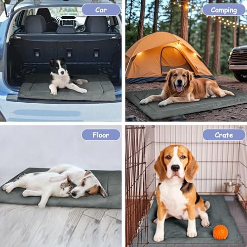 Pawsee Waterproof Portable Dog Settle Mat, 80 x 60 CM Foldable Dog Travel Mat, Washable Camping Dog Bed for Car Boot, Small Roll Up Pet Mat, Grey — view 6