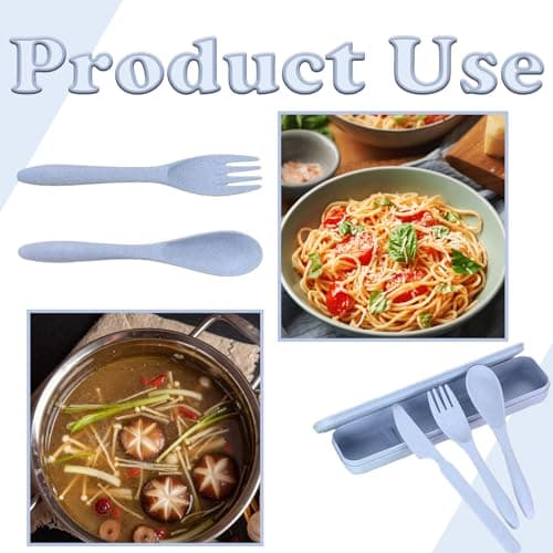 4 Pack Travel Cutlery Set Portable Camping Utensils with Case Reusable Spoon Fork Knife Tableware Set for Picnic Daily Use — view 4
