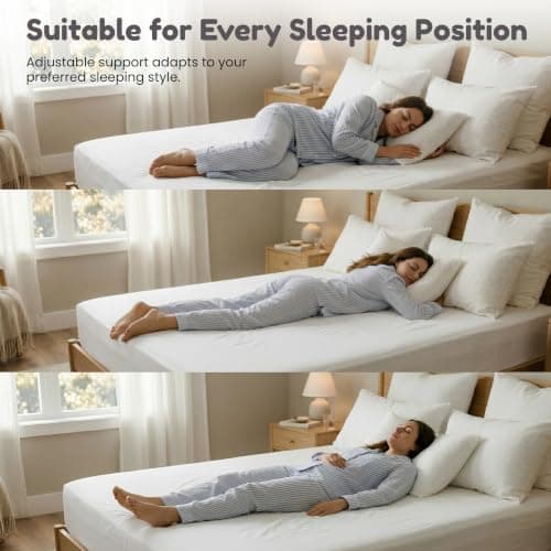 Lister Cartwright Wool Pillow Premium Firmness 100% Cotton Cover British Yorkshire Wool Natural Supportive British Regulates Body Temperature Standard UK Size Well sleep (1, White, 70 x 48 cm) — view 2