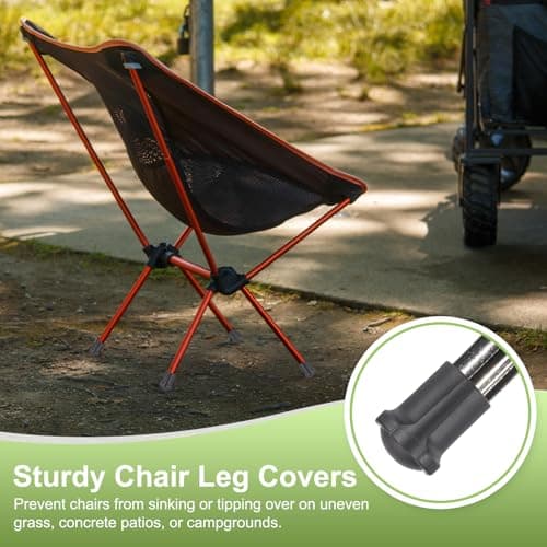 sourcing map 4Pcs Camping Chair Foot Covers, 0.51 Inch Plastic Table Legs Feet Cover Furniture Floor Protector for Outdoor Moon Chair Folding Furniture Camping Gear, Black — view 5