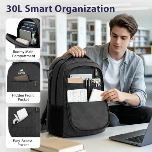 MATEIN Travel Laptop Backpack,17 Inch Large Backpack Bag for Work, School — view 6