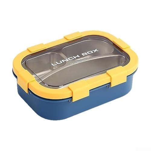 Stainless Steel Lunch Box 3 Compartment Leakproof Lunch Container with Lids for Adults and Kids Storage, Dishwasher Safe Removable Tray, for Travel Outdoor Food Carrying(Orange) — view 4