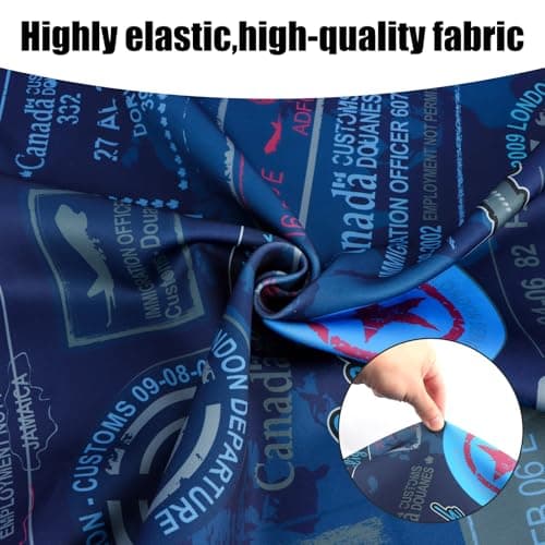 Kaket Suitcase Cover, Elastic Luggage Cover for 18-28Inch Luggage, Travel Suitcase Covers, Dustproof & Scratchproof Luggage Protector (Stamp-Blue, S(18"-21" Luggage)) — view 3
