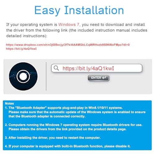 EasyULT USB Bluetooth 5.0 Adapter for PC Laptop, Wireless Bluetooth Dongle/Receiver for windows 11/10/8/8.1/7, Plug and Play, Wireless Transfer for Headset Speaker Keyboard Mouse Printer — view 2