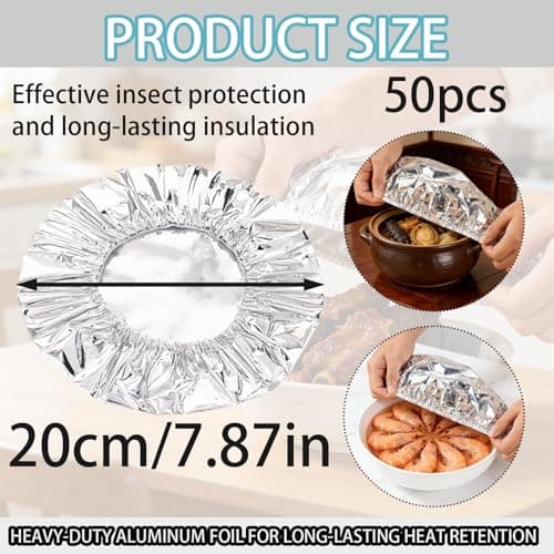 50Pcs Aluminum Foil Film Insulation Cover, Aluminum Foil Food Covers for Kitchen, Fresh Keeping Bags for Fruit, Kitchen Fresh Keeping Insulation Film, Aluminiums Foils Food Storage Covers — view 2