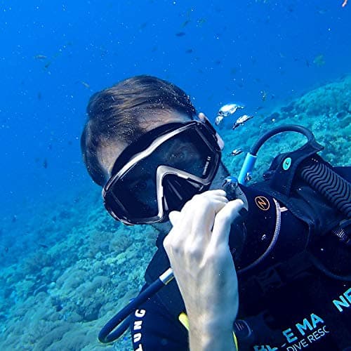 Adult Pano 3 Panoramic Scuba Diving Mask, Tempered Glass Snorkeling Dive Mask, Premium Swim Goggles With Nose Cover Snorkeling Gear for Snorkeling, Freediving, Swimming (Cool Black) — view 6