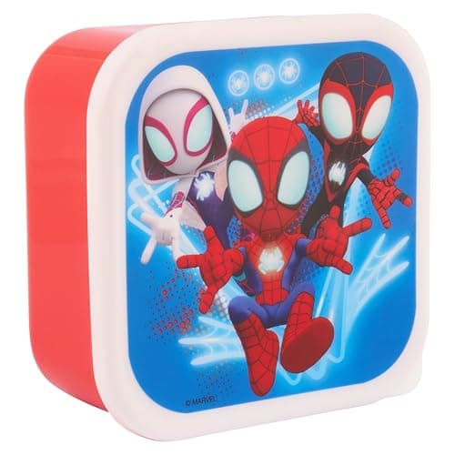 Marvel Spidey Amazing Friends Stackable Lunch Boxes - Set of 3, Durable & Eco-Friendly, Ideal for Kids & Superhero Fans - Perfect for School, Picnics & Travel, Blue & Red — view 3