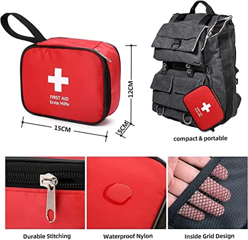 HONYAO First Aid Kit 90 Pcs, Small Travel First-Aid Bag, Mini Compact Survival Kit for Travel Car Home Workplace Kids Camping Hiking Motorbike Holiday, Red — view 3
