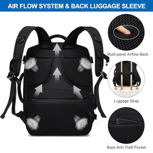 WENIG Ryanair Cabin Bags 40x30x20 Underseat 24L Small Travel Backpack Cabin Size Rucksack for Plane Hand Luggage Backpack Flight Bag Ryan Air Cabin Bag Fit 14 Inch Laptop with USB Charging Port-Black — view 6