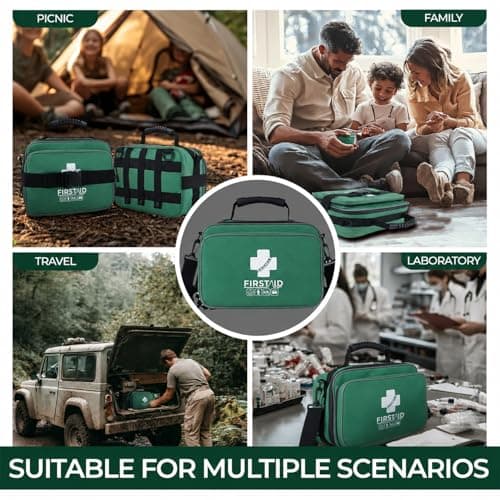 Raismile Large First Aid Kit - Comprehensive Medical Kit for Home, Car, Travel, Camping, Business, School & Outdoor(Green) — view 5