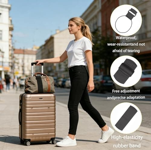 Luggage Straps, Elastic Strap Set for Suitcases with Adjustable Design, Secure Bag Attachment for Airport Travel, Includes 3 Elastic Straps and 3 Carabiner Straps in Black Colour, Measuring 40 Cm by 6 — view 3