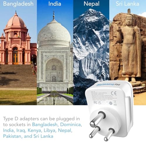 MyTravelPal UK to India Plug Adapter with USB C | British Safety Standards — view 2
