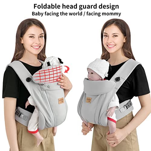 vrbabies Baby Carrier from Newborn, Ice Silk Baby Sling with Adjustable Belt & 3D Breathable Mesh, Face-in and Face-Out Front and Back Carry for Newborns and Older Babies 4-15kg(Light Grey) — view 3