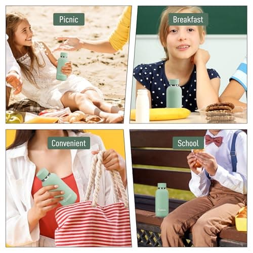 Exllena Insulated Water Bottle 350ml with Clip, Keeps Drinks Cold 24 Hrs/Hot 12 Hrs, BPA Free (Mint) — view 6