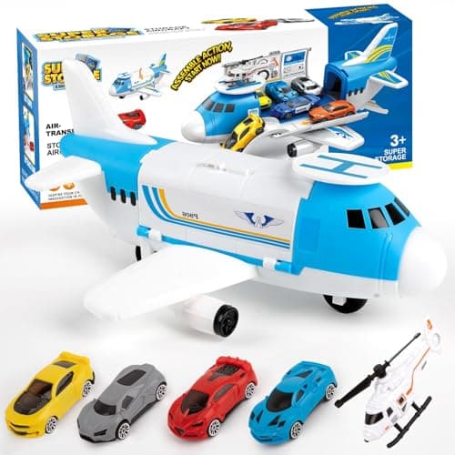 Kids Transport Cargo Airplane with Car Toy Plane Playset for Boys Ages 3-5 — view 4