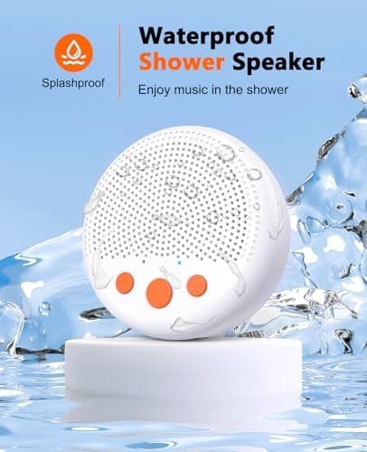 Kunodi Shower Speaker, Bluetooth Waterproof Speaker Wireless, Portable Speaker with Clear Loud Sound, Suction Cup, Lanyard, Ideas Gifts (White) — view 2