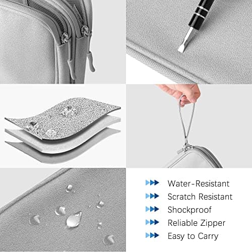 Portable Cable Organiser Bag Travel Organiser Double-Layer Cable Organiser Bag All-in-One Electronics Case for Tech Accessories, Charger, Power Bank, Earphone, Holiday Essentials for Men Women - Grey — view 5