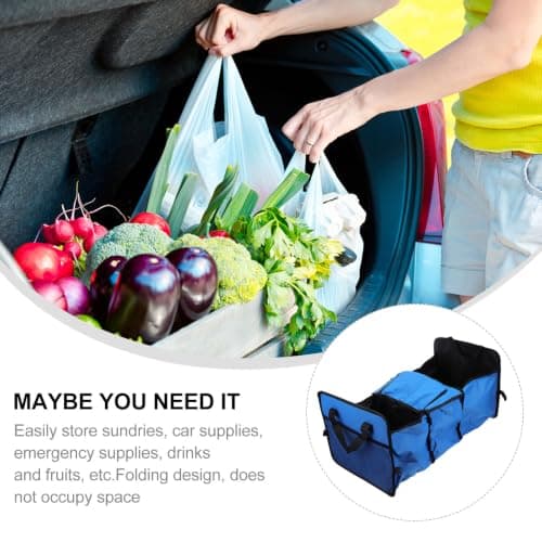 Trunk Storage Box Foldable Insulation Containing Box Blue Oxford Cloth Separate Layer Design Waterproof Wear-resistant Scratch-resistant for Car Trunk and Hiking — view 5