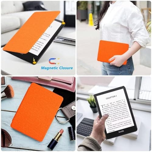 CIAOYE Compatible with 6" New Kindle 11th Generation Case 2024/2022 Release, Lightweight PU Leather Hard Plastic Cover with Smart Auto Wake/Sleep for Amazon Kindle 11th Generation 2024/2022, Orange — view 6