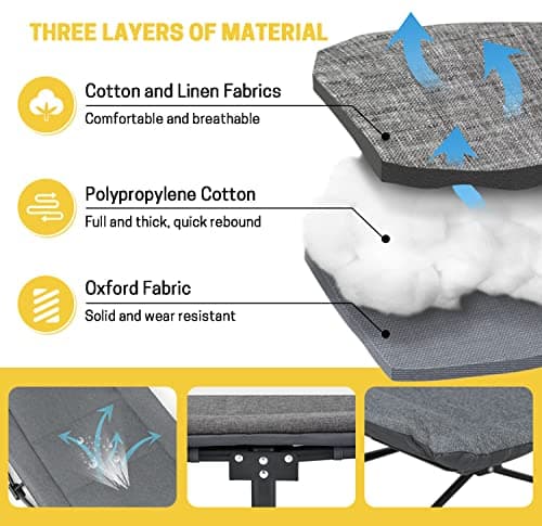 ATORPOK SHOP Camp Beds for Adults with Cushion and Pillow, Portable Travel Camping Cot for Sleeping, Lightweight Tent cot with Carry Bag Supports 450 lbs (Gray) — view 4