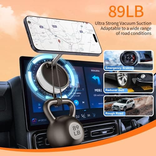 Astriva Maglock Vacuum Magnetic Phone Suction Holder, 360° Rotating Adjustable Car Suction Cup Phone Mount, Foldable Vacuum Phone Stand for iPhone Mag Safe Android & All Phones (White) — view 6