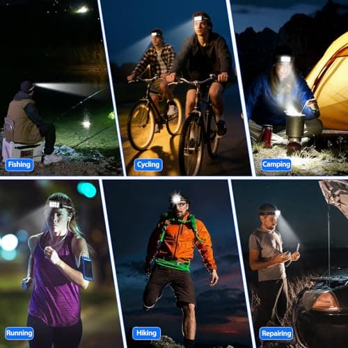 VZZNN 6 Pack Rechargeable Headlamp Flashlight, 8 LED 2500 Lumen Ultra-Light Bright Headlight with Motion Sensor, Waterproof Lightweight Head Lamp for Adult — view 6