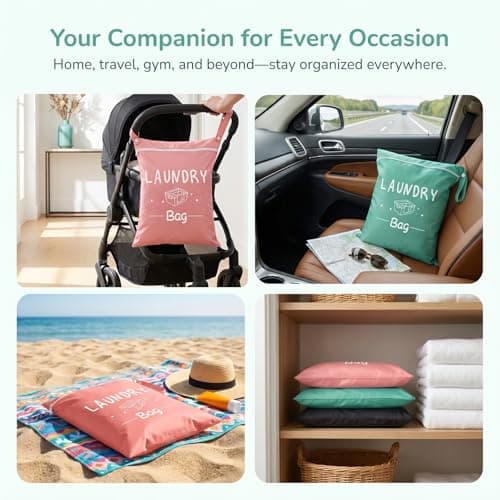 3 Pcs Travel Laundry Bag, 38 X 48 cm Laundry Bags for Travelling Dirty Clothes Bags with Zipper Wet Clothes Bag for Swimming Home Travel Holiday Camping — view 6