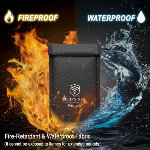 Ninitch Faraday Bags for Phone Privacy & Security - Signal Blocking Pouch for GPS/WIFI/5G/RFID - Fireproof & Waterproof Anti-Drop Case for Travel & Data Protection Black — view 5