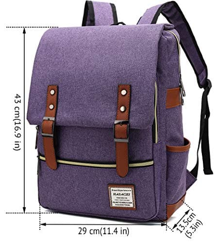 FreeMaster Vintage Unisex Casual School Bag Travel Laptop Backpack Rucksack Daypack Tablet Bags (Purple) — view 2