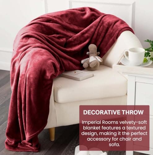 IR Imperial Rooms Fleece Blanket Throw Burgundy, Twin/Double 150X200 Cm — view 2