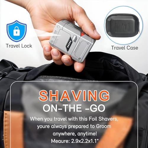 Foil Shaver, Compact Electric Razor for Men, USB-C Rechargeable, Waterproof & Cordless Face Shaver with Travel Case – Portable Grooming Kit for Travel & Daily Use — view 6
